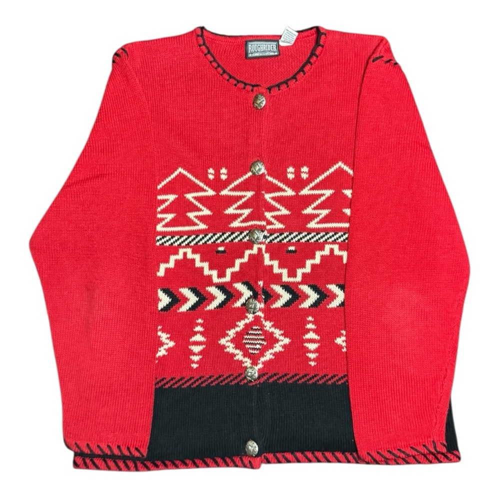 Roughrider Linen Blend Knit Southwestern Vintage Cardigan Sweater